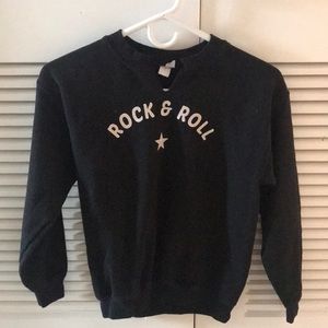 “Rock & Roll” Kids Size 14 Black Crewneck